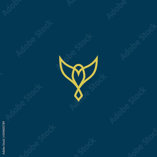 simple bird line art logo design