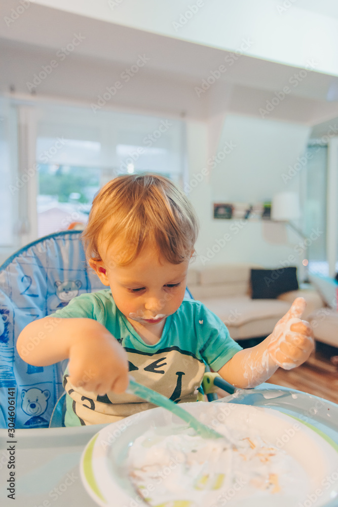 Young baby eating meal