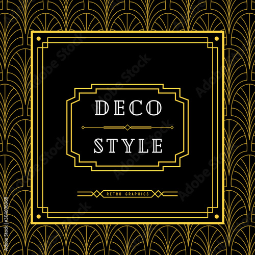 Art Deco logo design with seamless pattern. Pattern tile is included in the swatches panel.