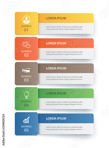 5 data Infographics tab paper index template. Vector illustration abstract background. Can be used for workflow layout, business step, banner, web design.