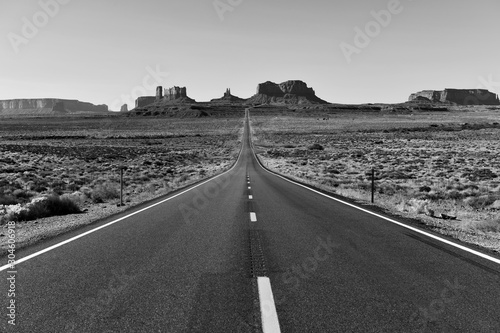 The desert landscape of Monument Valley, Navajo Tribal Park in the southwest USA in Arizona and Utah, America