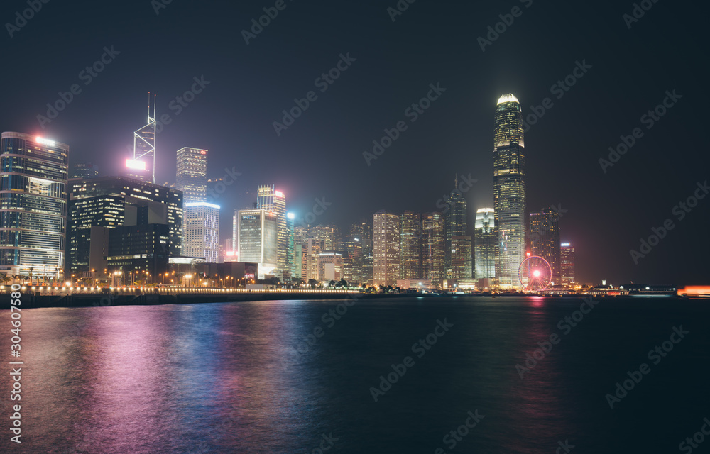 Hong Kong Island waterfront night view