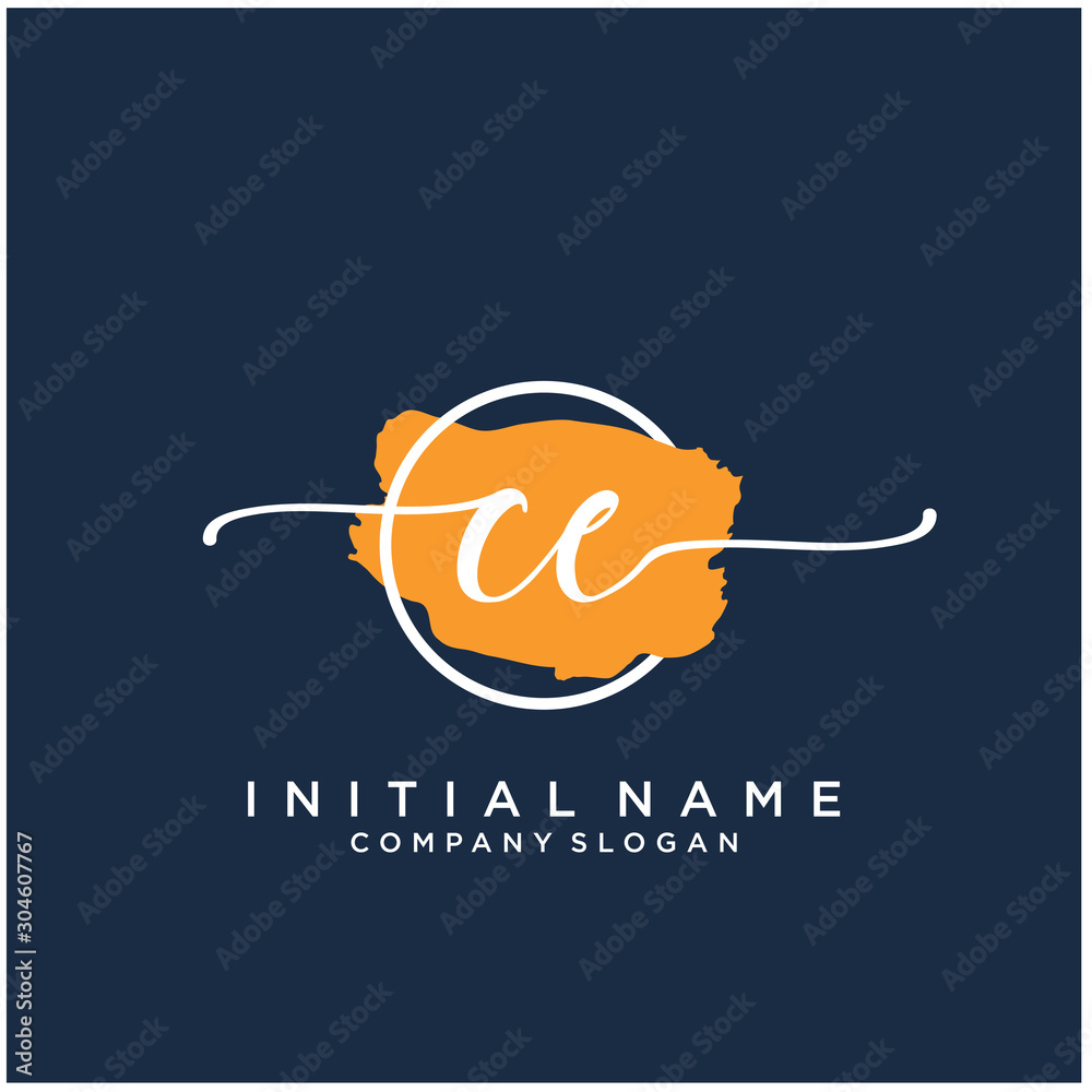 CE Initial handwriting logo design with brush circle. Logo for fashion,photography, wedding, beauty, business CE Initial handwriting logo design with brush circle. Logo for fashion,photography, wedding, beauty, business