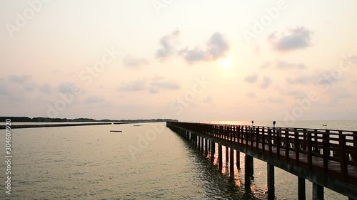Wallpaper Mural Beautiful sunlight morning sea view and Long red bridge in Samut Sakhon Thailand travel  Torontodigital.ca