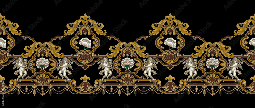 Decorative elegant luxury design.Vintage elements in baroque, rococo style.Design for cover, fabric, textile, wrapping paper . - obrazy, fototapety, plakaty 