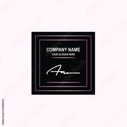 AA Initial signature logo is white, with a dark pink grid gradation line. with a black square background