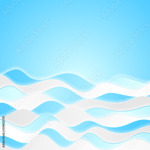 Grey and blue flowing waves abstract corporate background. Elegant vector design