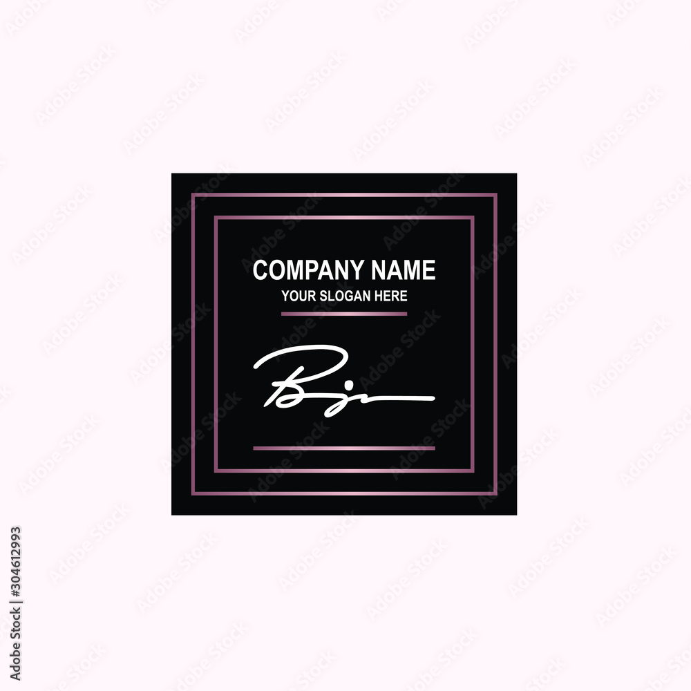 BJ Initial signature logo is white, with a dark pink grid gradation line. with a black square background BJ Initial signature logo is white, with a dark pink grid gradation line. with a black square background
