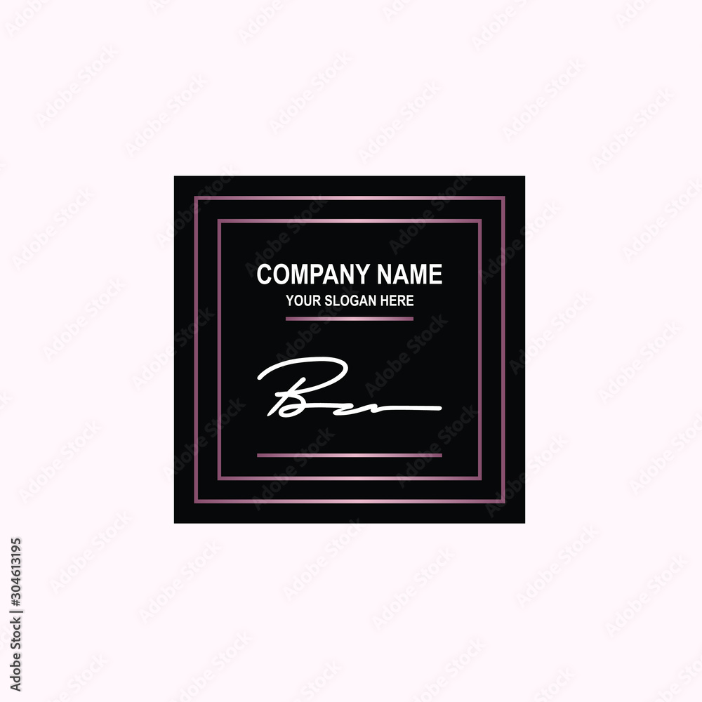 BZ Initial signature logo is white, with a dark pink grid gradation line. with a black square background