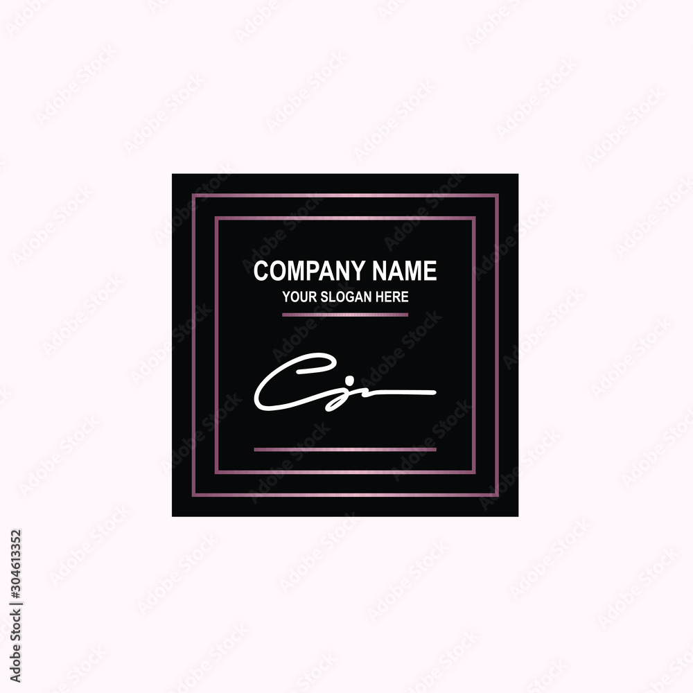 CJ Initial signature logo is white, with a dark pink grid gradation line. with a black square background CJ Initial signature logo is white, with a dark pink grid gradation line. with a black square background