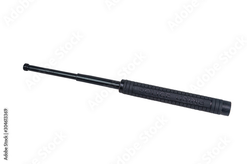 Black iron baton with some rusty for police, can stretch and shrink so comfortable to keep. Clipping path