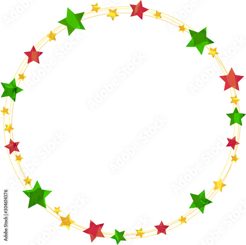 星_フレーム_サークル_イラスト_切り絵風_クリスマス_リース_star_七夕