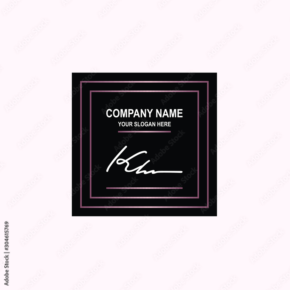 KH Initial signature logo is white, with a dark pink grid gradation line. with a black square background KH Initial signature logo is white, with a dark pink grid gradation line. with a black square background