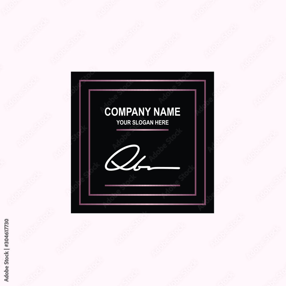 QB Initial signature logo is white, with a dark pink grid gradation line. with a black square background