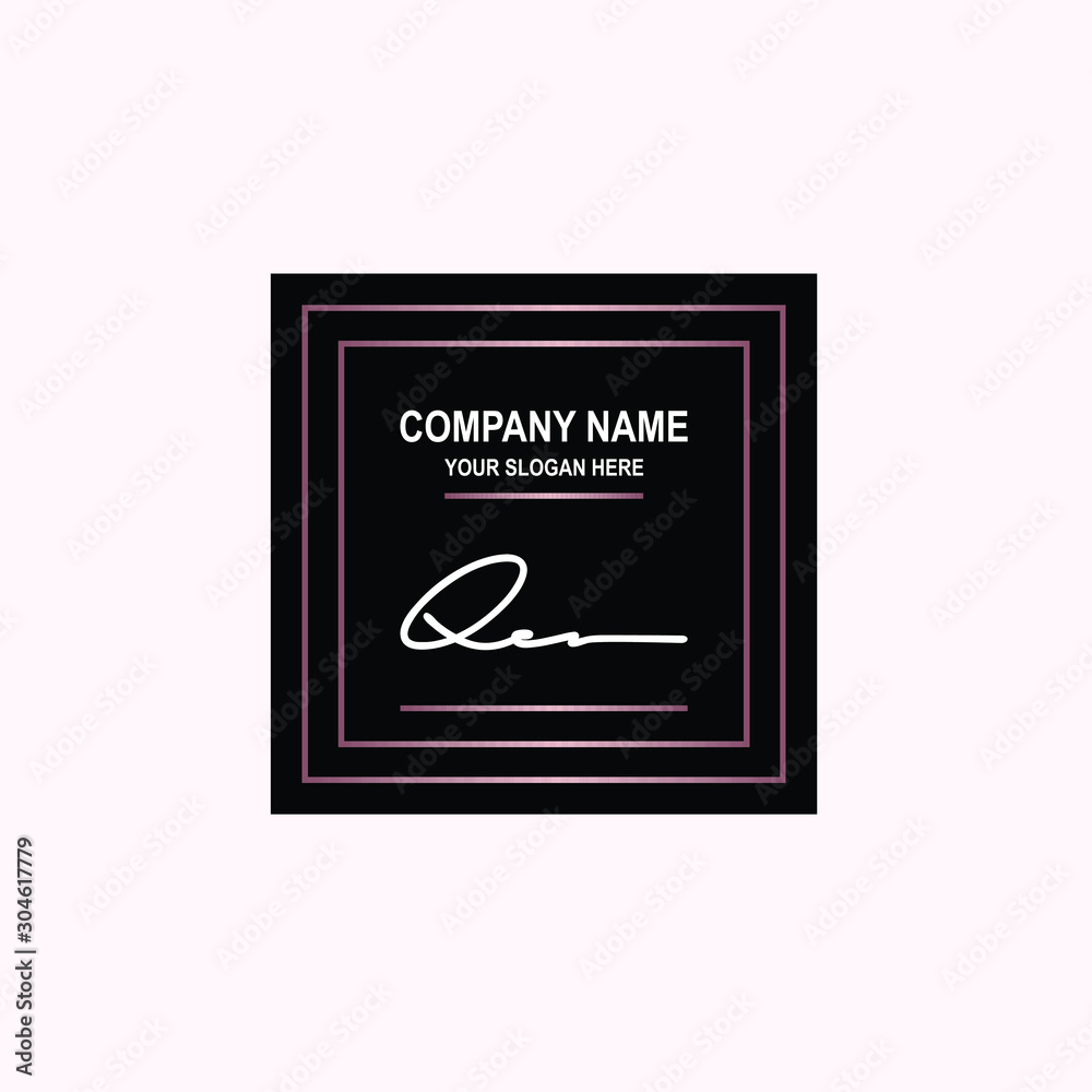 QE Initial signature logo is white, with a dark pink grid gradation line. with a black square background QE Initial signature logo is white, with a dark pink grid gradation line. with a black square background