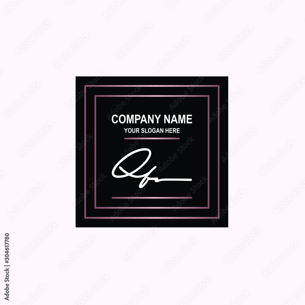 QF Initial signature logo is white, with a dark pink grid gradation line. with a black square background QF Initial signature logo is white, with a dark pink grid gradation line. with a black square background