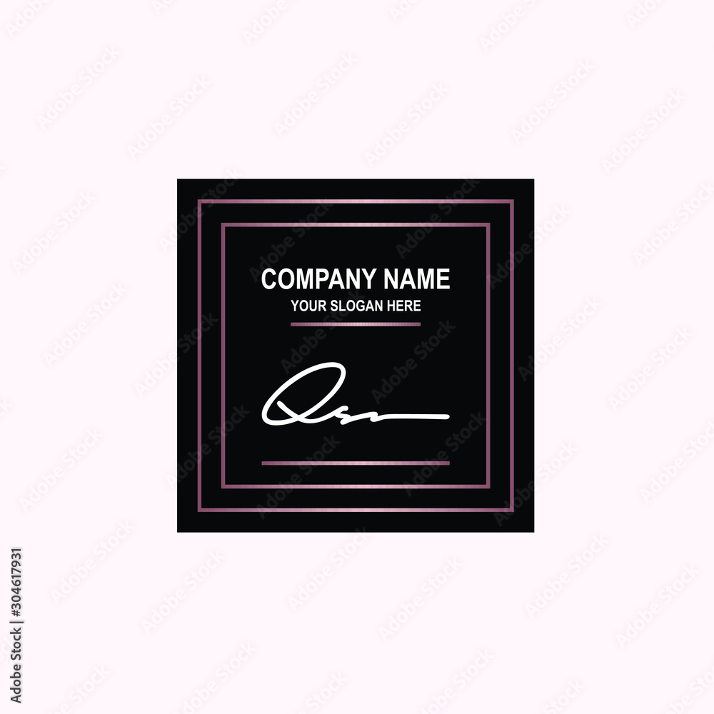 QS Initial signature logo is white, with a dark pink grid gradation line. with a black square background QS Initial signature logo is white, with a dark pink grid gradation line. with a black square background