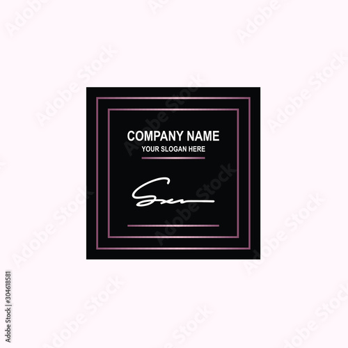 SX Initial signature logo is white, with a dark pink grid gradation line. with a black square background