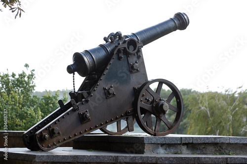 Russian cannon 18 century in historical Russian town Chernigov,Ukraine