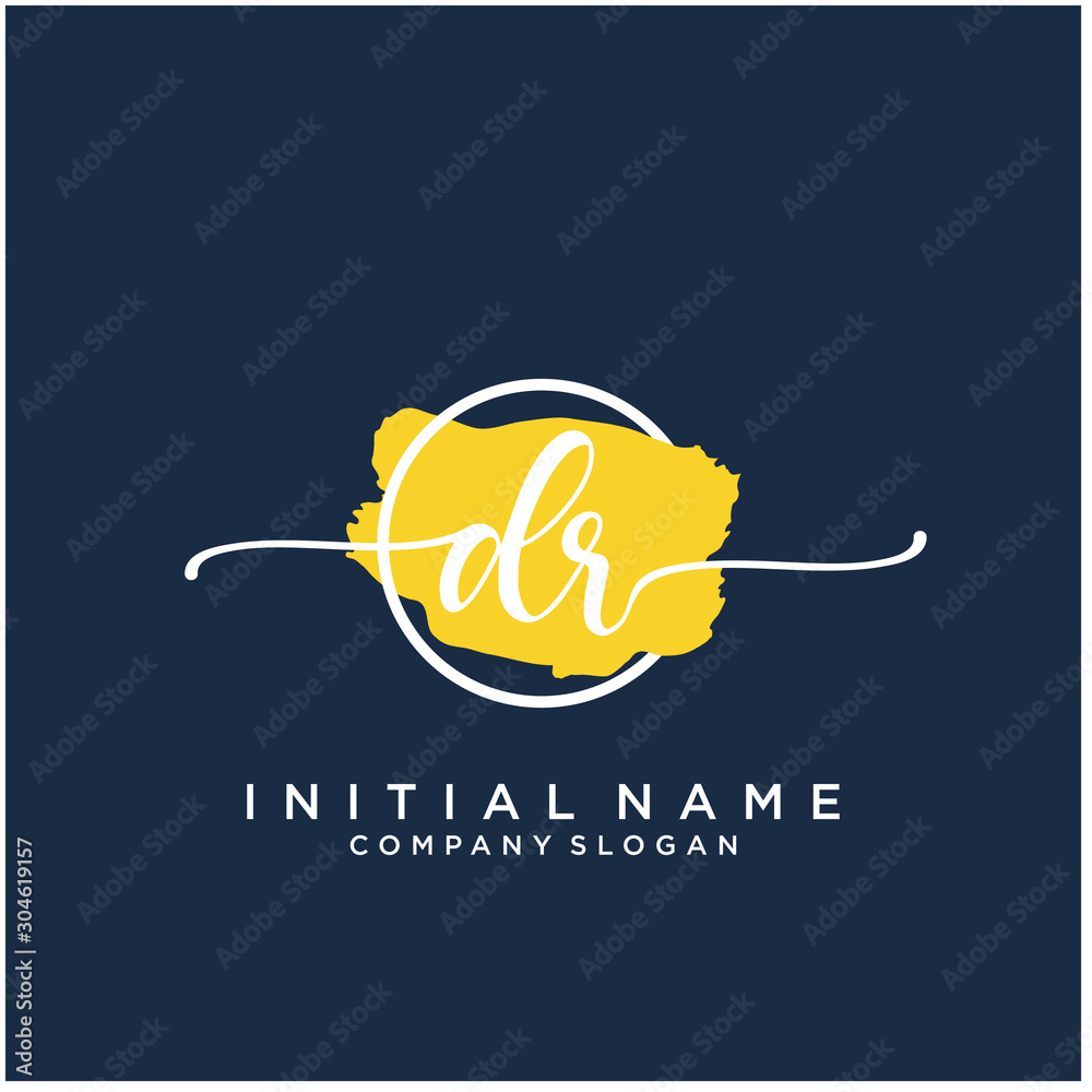 DR Initial handwriting logo design with brush circle. Logo for fashion ...