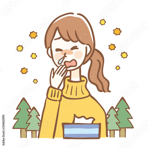Woman with rhinitis due to hay fever