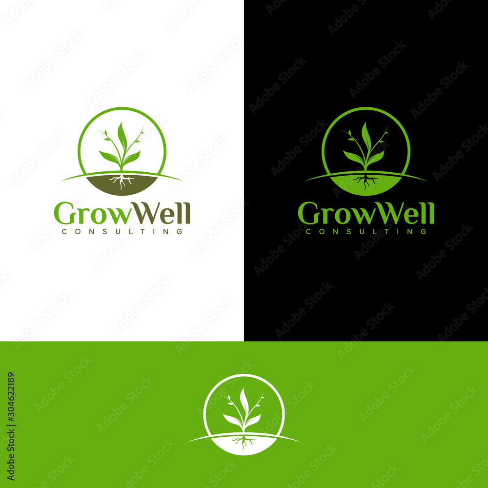 grow well simple logo concept grow well simple logo concept