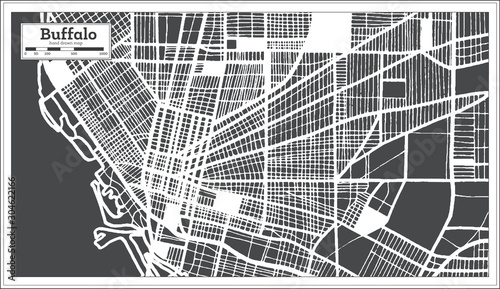 Buffalo USA City Map in Retro Style. Outline Map.