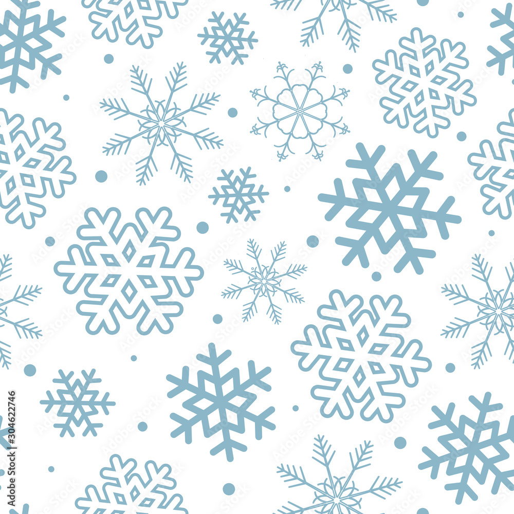 Vector seamless pattern with snowflakes; winter design for fabric, wallpaper, wrapping paper, textile, greeting card, gift box, web design.