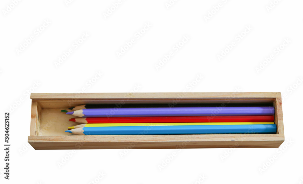 Wooden color pencil case on a isolated white background Wooden color pencil case on a isolated white background