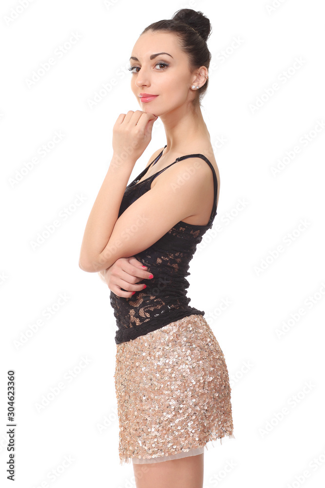 Fototapeta premium Sexy girl posing on white background