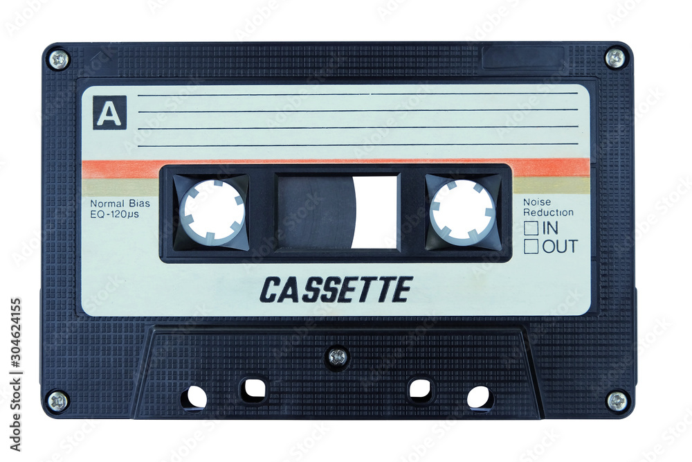 Obraz premium Close up vintage and old audio cassette tape isolated on a white background