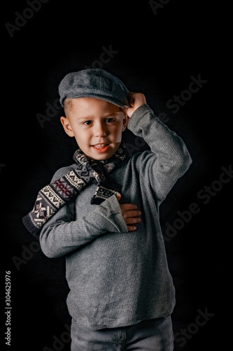 happy dude baby on black background