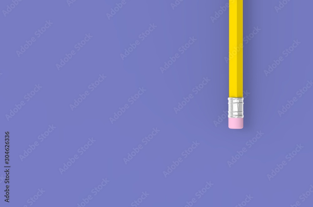Yellow Pencil on Purple Background 3D Rendering Yellow Pencil on Purple Background 3D Rendering