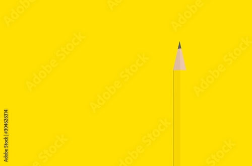 Yellow Pencil on Yellow Background 3D Rendering