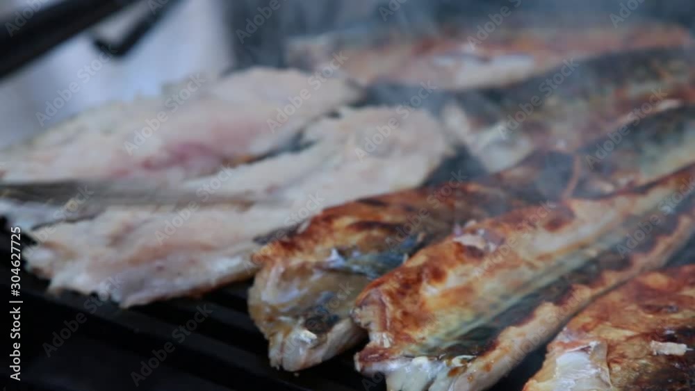 street market - fish on grill