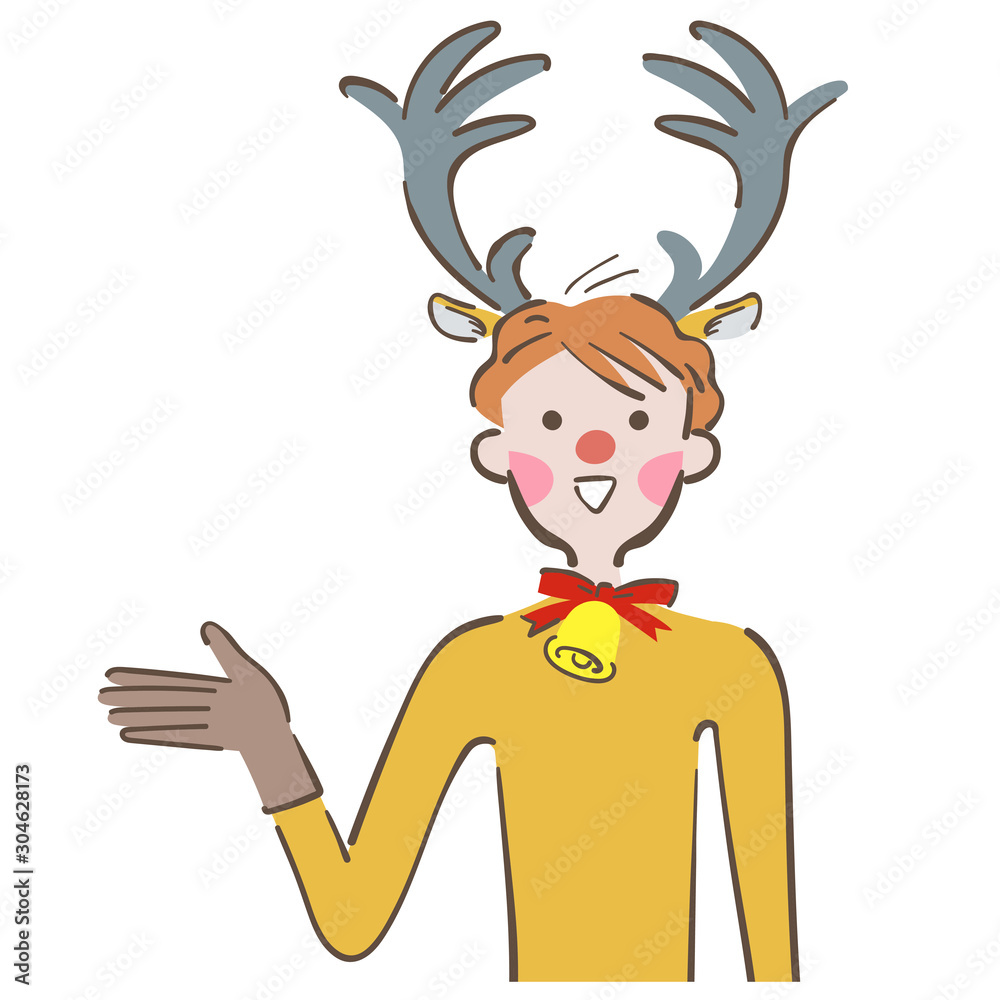 トナカイのコスプレをする男性 イラスト Stock Vector Adobe Stock
