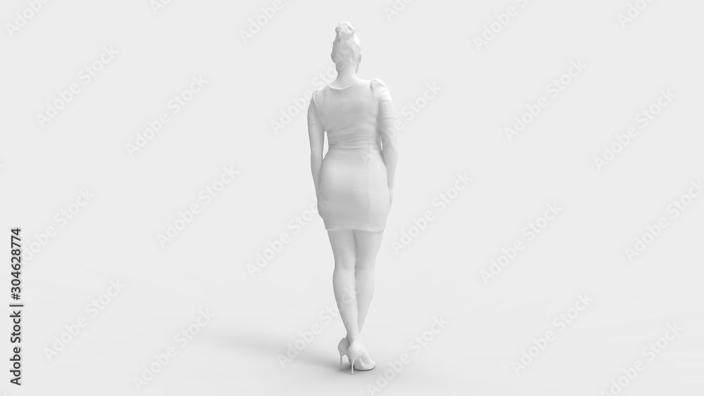 3d rendering of a standing woman isolated in colored studio background