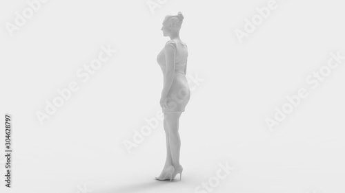 3d rendering of a standing woman isolated in colored studio background