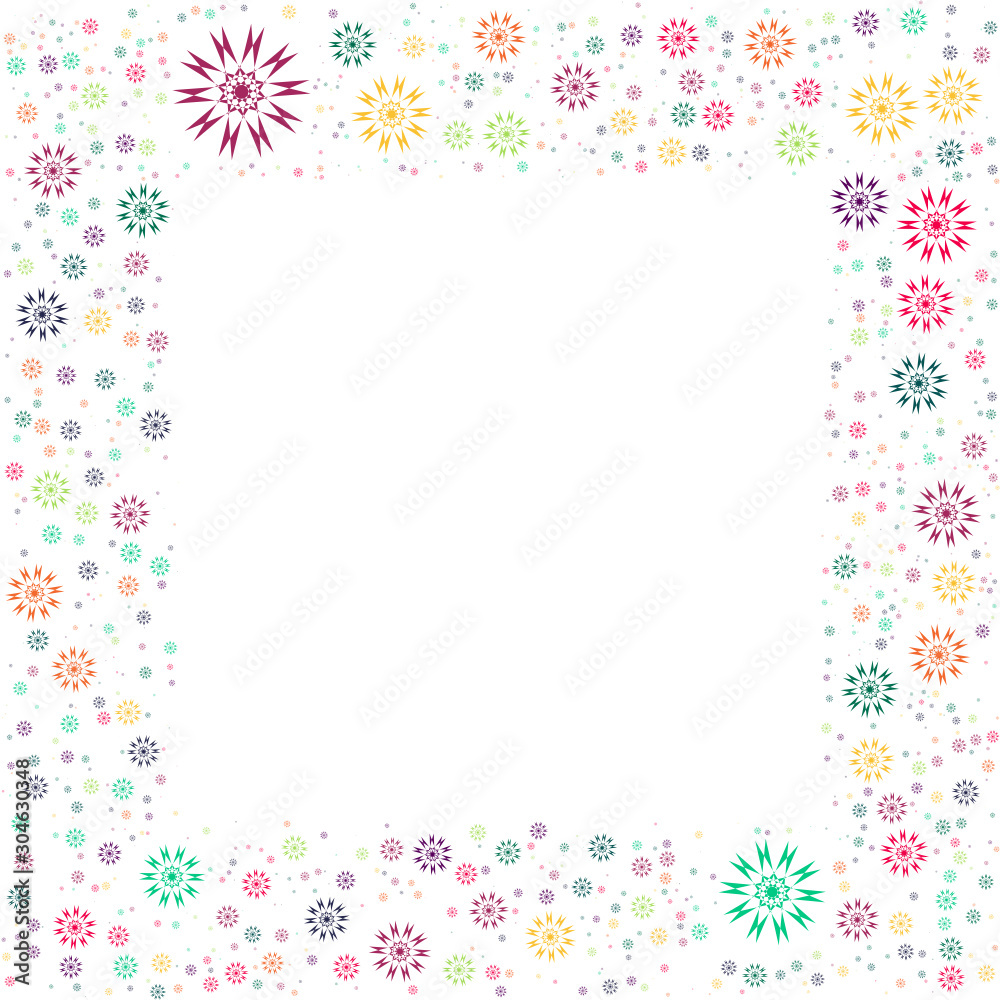 colorful frame with floral pattern