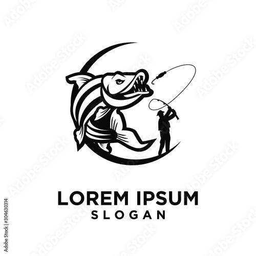 fishing fish logo icon design vector illustration