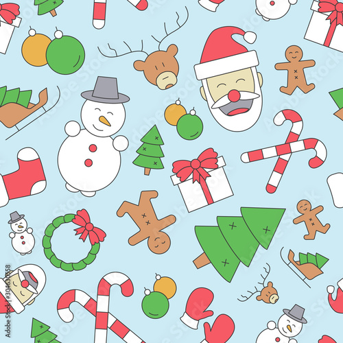 Christmas holiday background - Vector color seamless pattern of winter decoration for graphic design