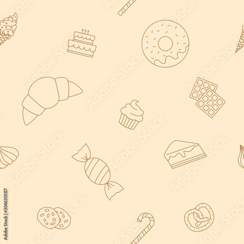 Candy background - Vector seamless pattern of sweet food for graphic design