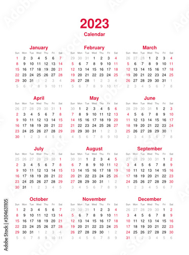Calendar 2023 - 12 months yearly vector calendar in year 2023 - calendar template - planner calendar