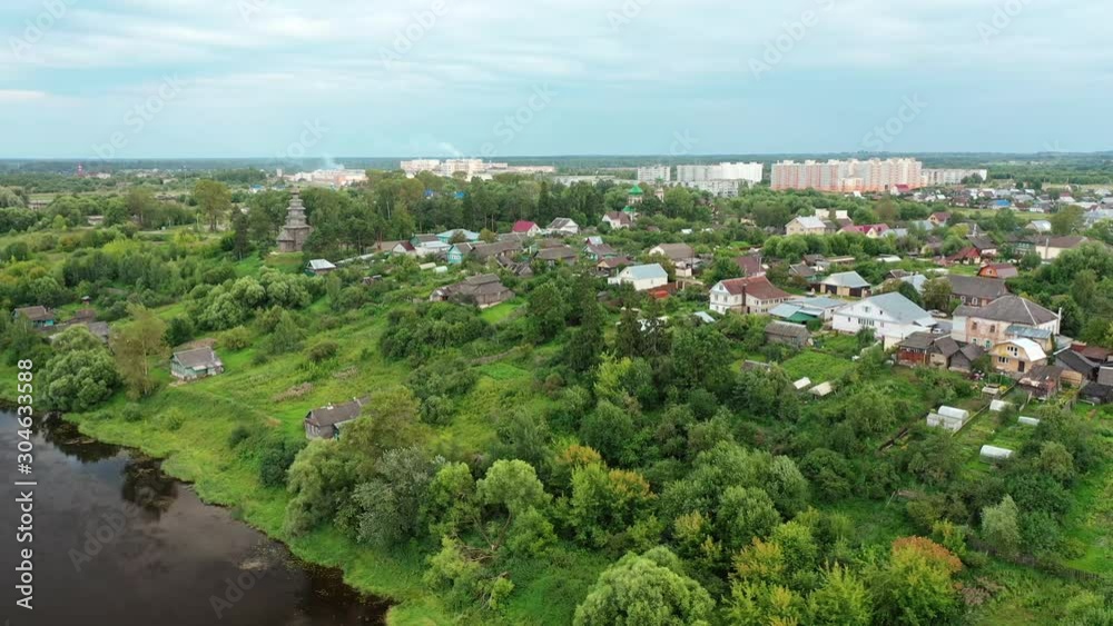 Panorama of the Borisoglebsky Monastery in town Torzhok, view from above. Tver region. Russia Panorama of the Borisoglebsky Monastery in town Torzhok, view from above. Tver region. Russia