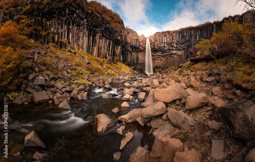 Svartifoss waterfall in Skaftafell National Park in South Iceland. photo