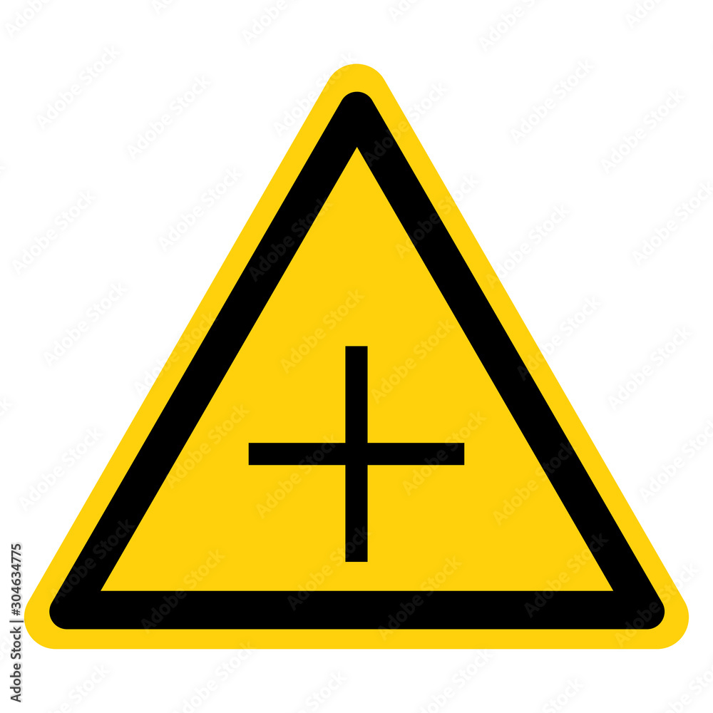 Warning Plus Positive Polarity Symbol Sign, Vector Illustration, Isolate On White Background Label. EPS10