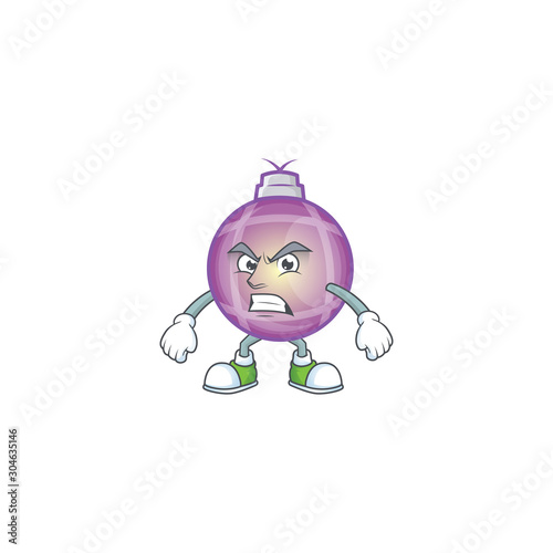 Big smile yellow christmas ball waving hands cartoon character.