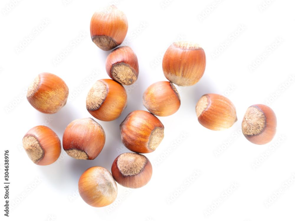 Hazelnuts nuts isolated on a white background Hazelnuts nuts isolated on a white background