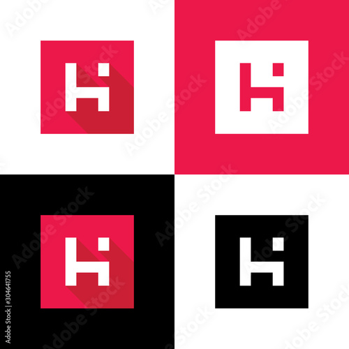 Digital letter H logo icon design, flat style vector illustration photo