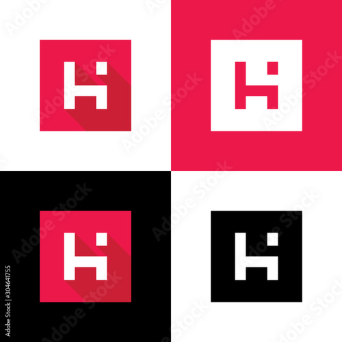Digital letter H logo icon design, flat style vector illustration